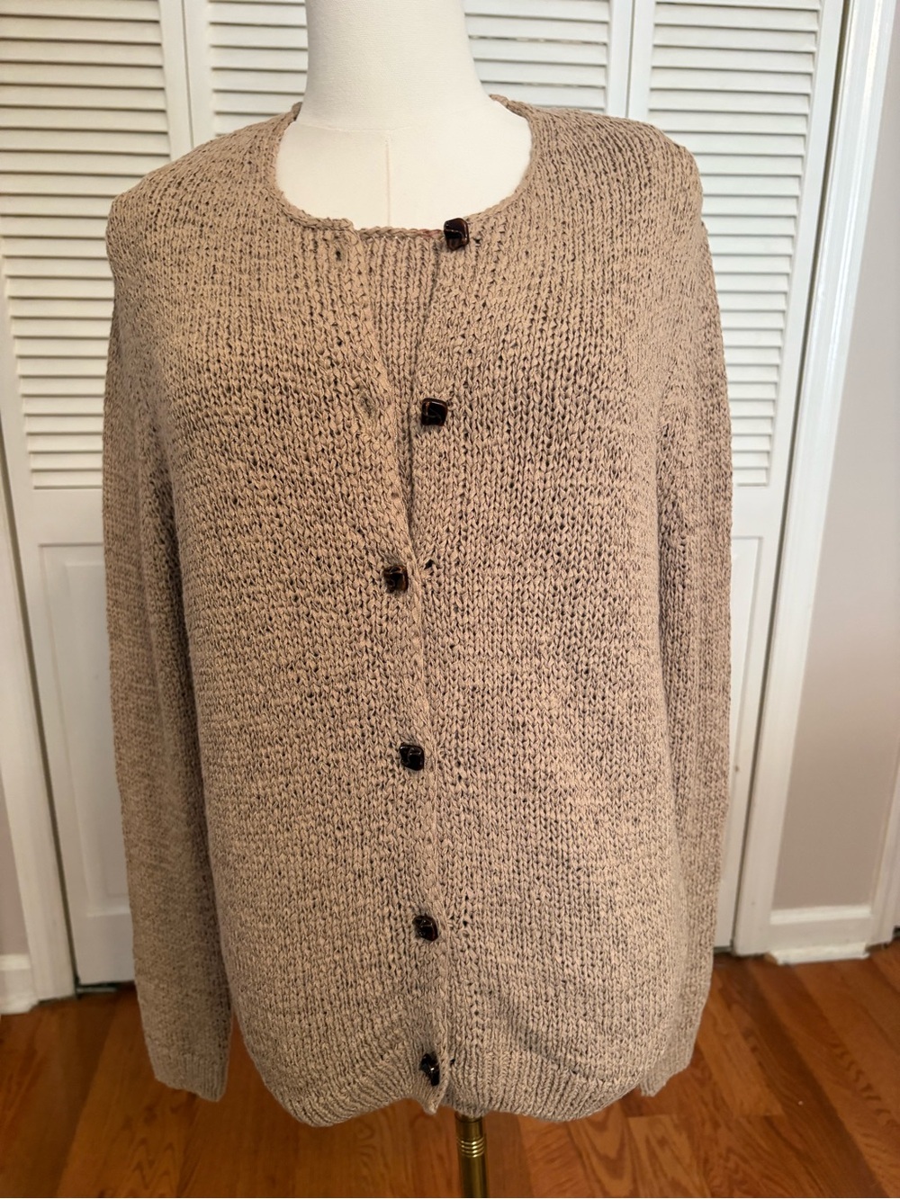 Zara Neutral Taupe Knit Button-Front Cardigan and Shell Set, NWT